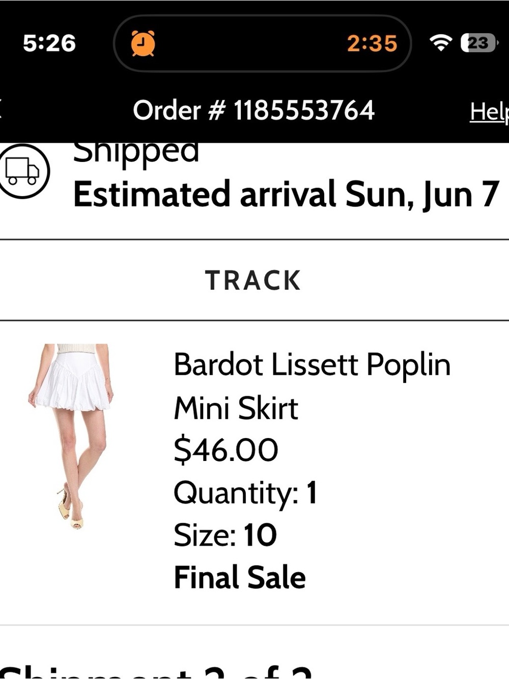 Bardot White Lissett Poplin Mini Skirt